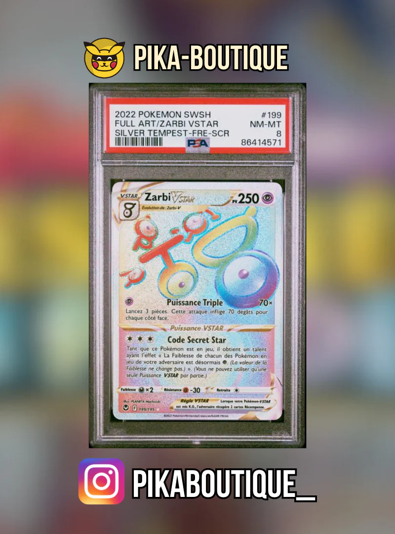 199 - PSA8 ZARBI VSTAR RAINBOW - Carte gradée -